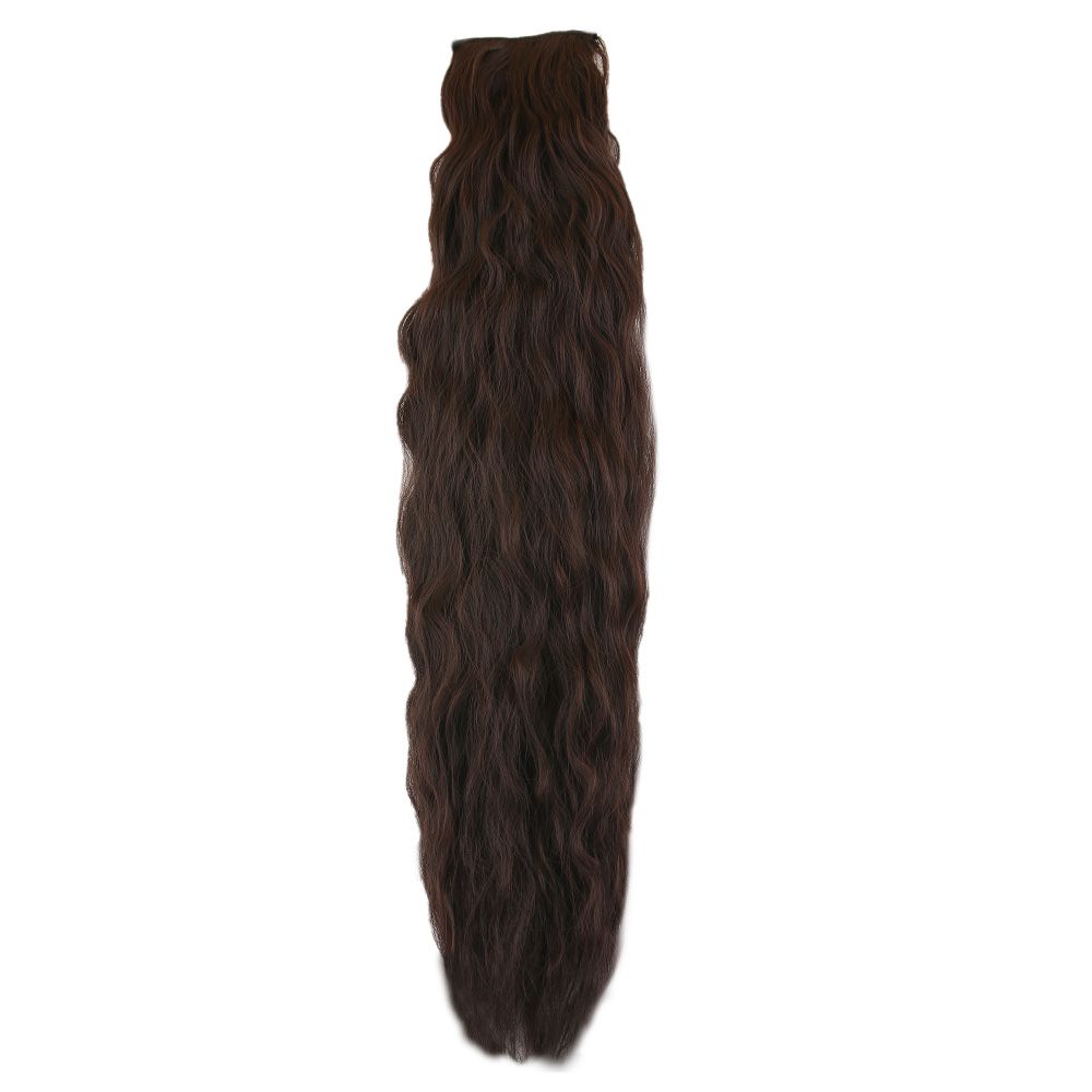 Kanekalon Fiber Synthetic Embossed Wavy 8 Piece Hair Snaps / Dark Brown