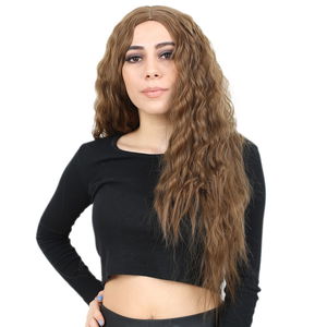 Fluffed Wavy Long Kanekalon Fiber Synthetic Wig / Auburn