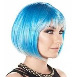 Turquoise Color Party Wig Blunt Hair