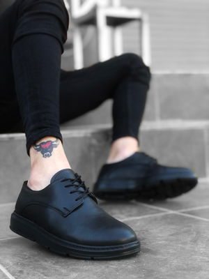 Lace-up Classic Black High Black Sole Casual Men's Shoes