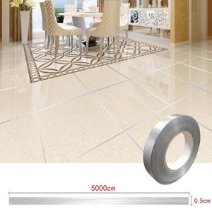 0.5 Cm Thickness Silver Tile Strip Tape 50 Meters Bathroom Joint Decor Tape