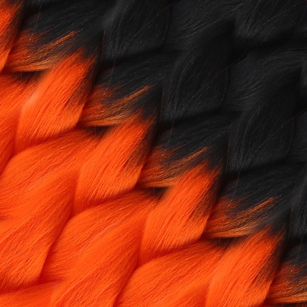 Afro Braiding Synthetic Color Transition Hair 100 Gr. / Black / Orange