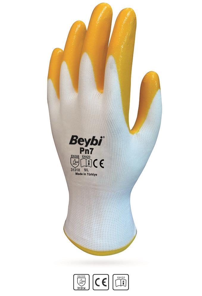 Beybi PN7 No:10 Yellow Nitrile Gloves