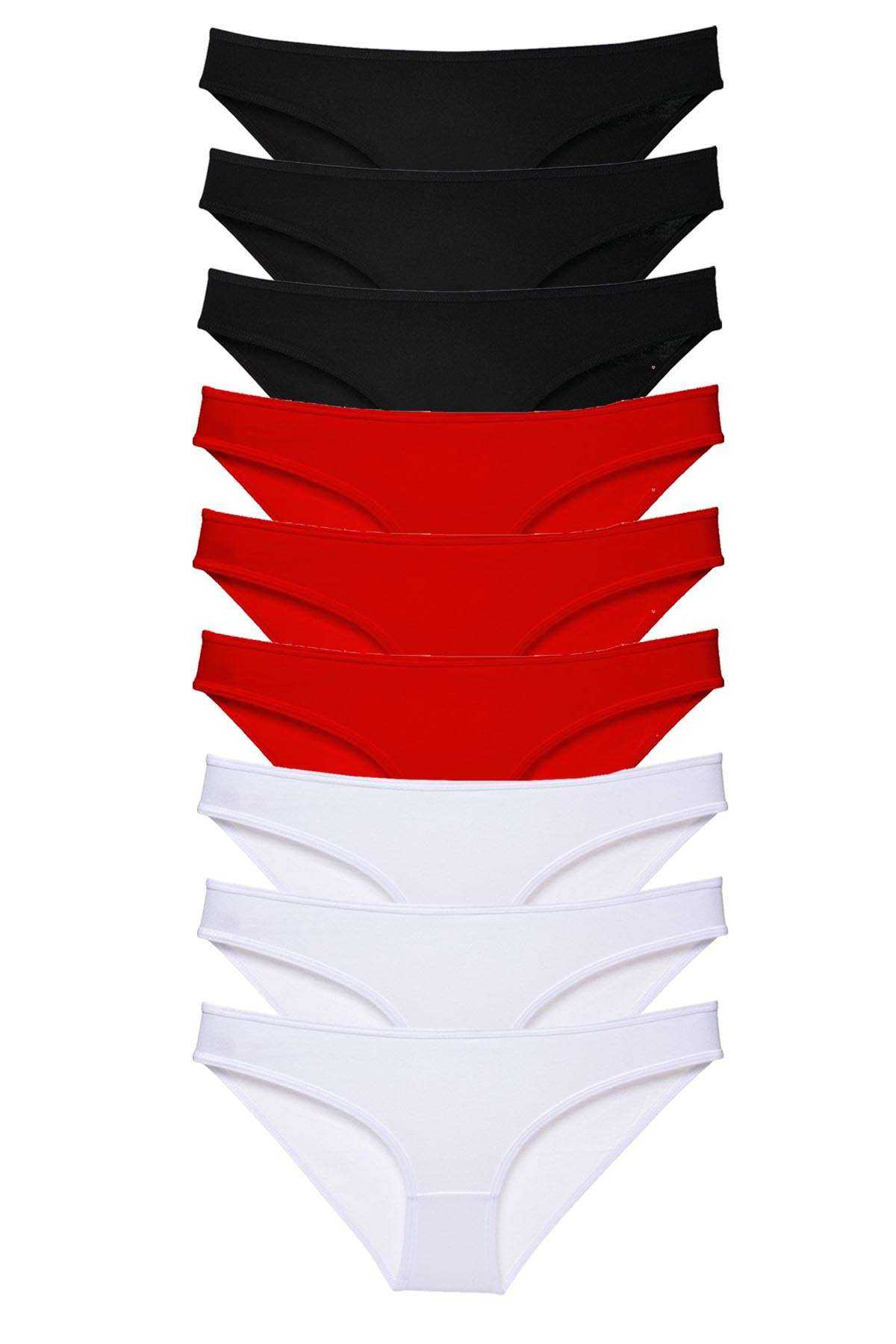 9pcs Super Eco Set Lycra Women Slip Panties Black Red White