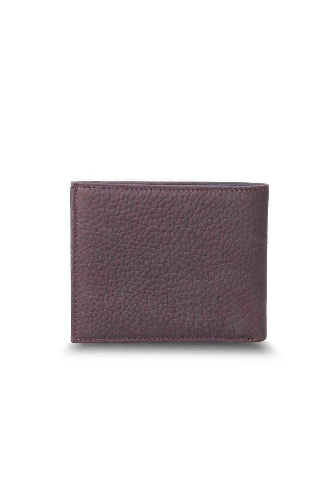 Matte Burgundy - Navy Blue Horizontal Leather Wallet