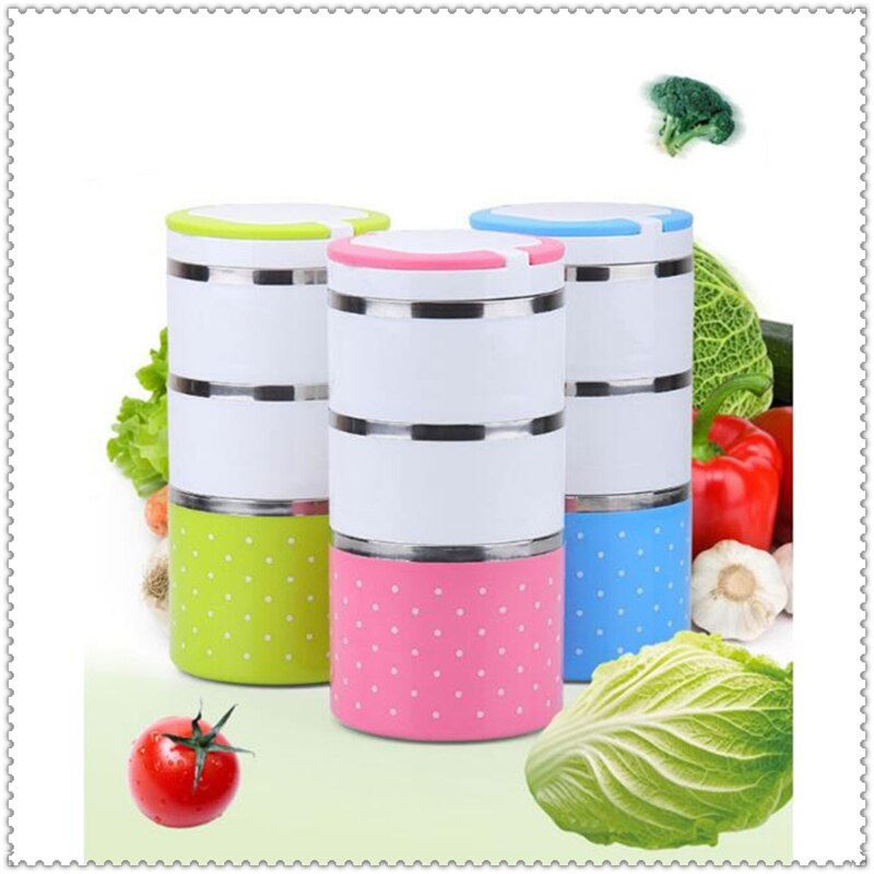 Food Thermos 3-Piece Lunch Box with Handle - Hiper 3 Layers Food Thermos