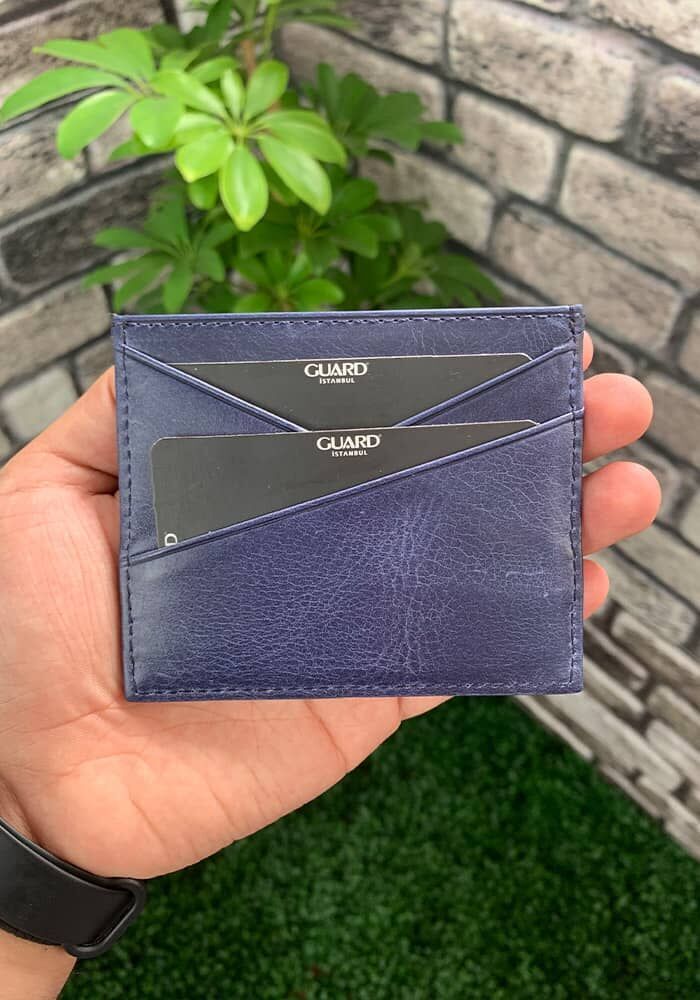 Antique Navy Blue Genuine Leather Card Holder