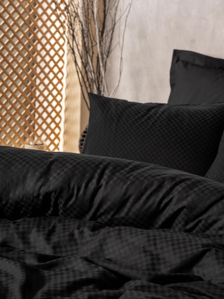 Plaid Double Duvet Cover Set Black