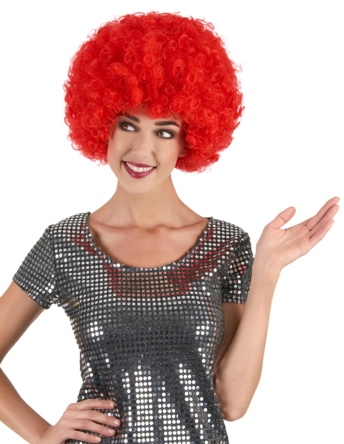 Red Color Curly Afro Bonus Wig