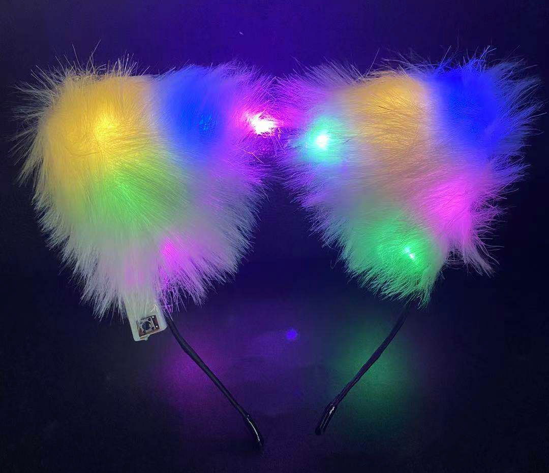 White Plushy Fluffy Furry Led Lighted Luxury Party Crown 20x18 cm