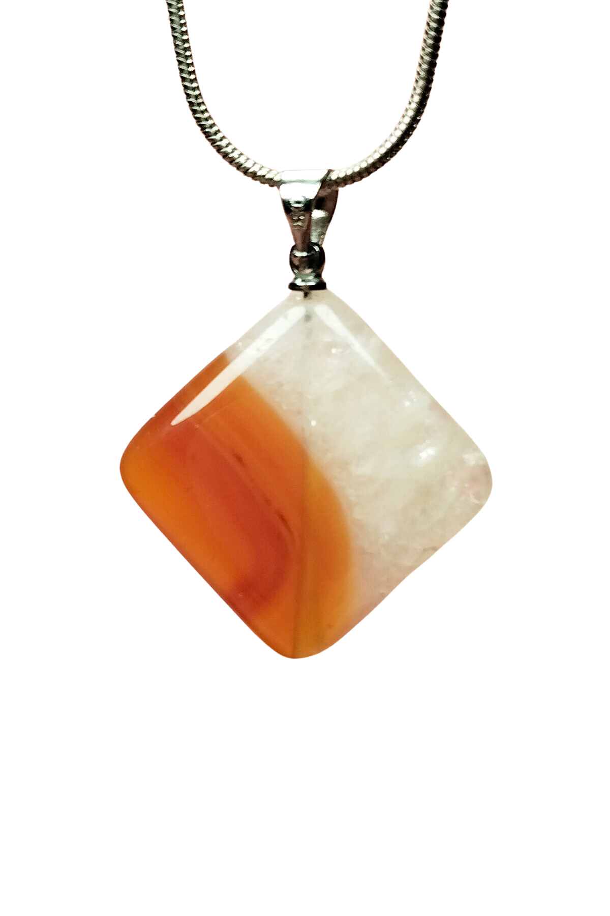 Agate Natural Stone Chain Handmade Necklace Pendant: 3 cm Chain: 20 cm boxed