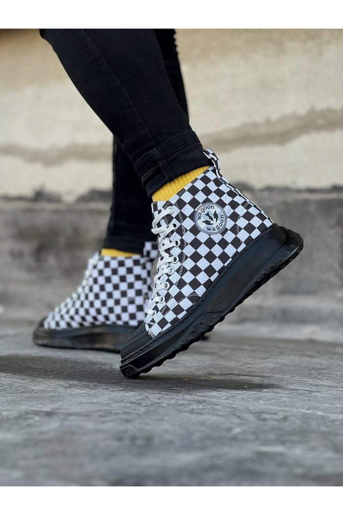 Checkered Men's Ankle Casual Shoes