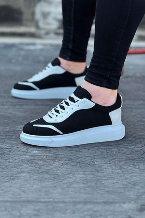 Black and White Tricot Men's Casual Shoes