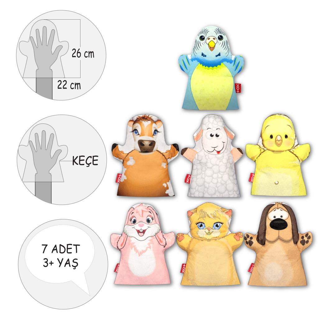 7 Piece Pets Hand Puppet Set , Educational Toy