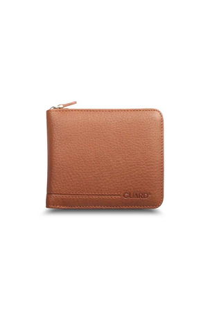 Retro Zippered Leather Tan Wallet