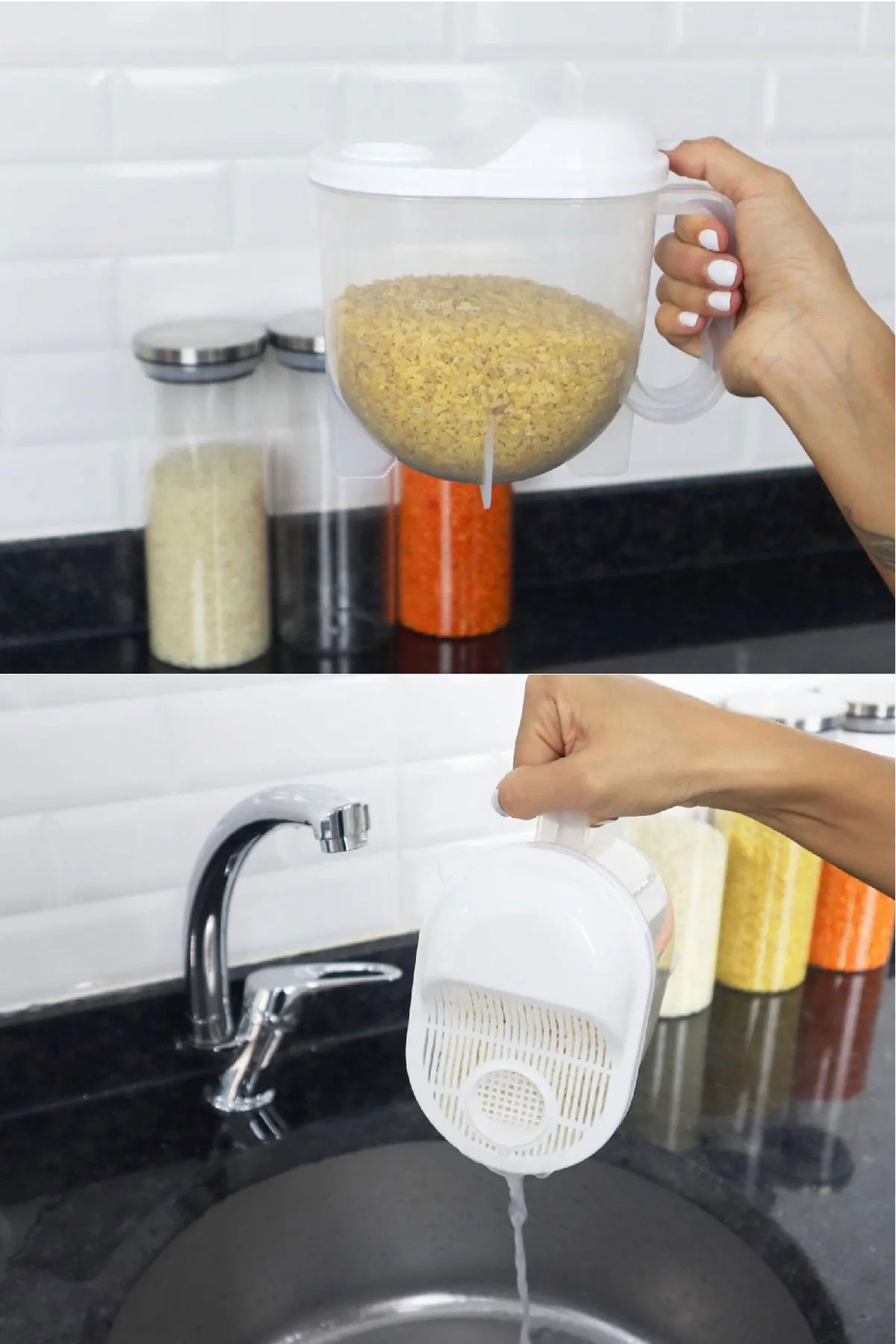 Measured Washing - Straining Strainer 1 LT Rice Pulses Washing - Straining Basket