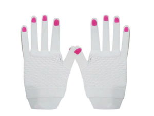 Short Phosphorescent Mesh Gloves - White