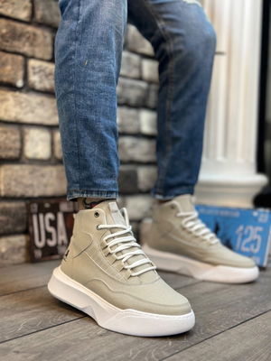 Lace-Up Men's High-Top Gray Sole Sport Boots