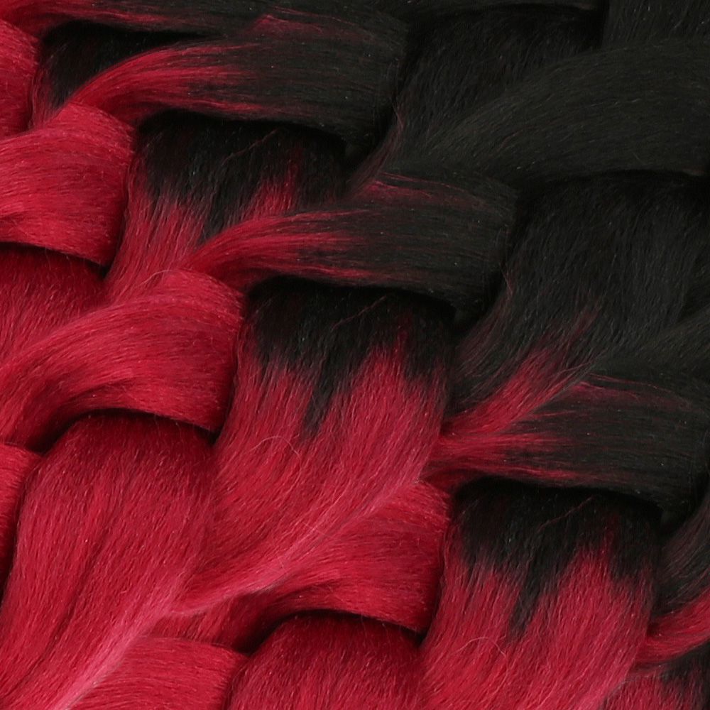 Synthetic Color Transition Hair / Black / Red For Afro Braiding And Rasta