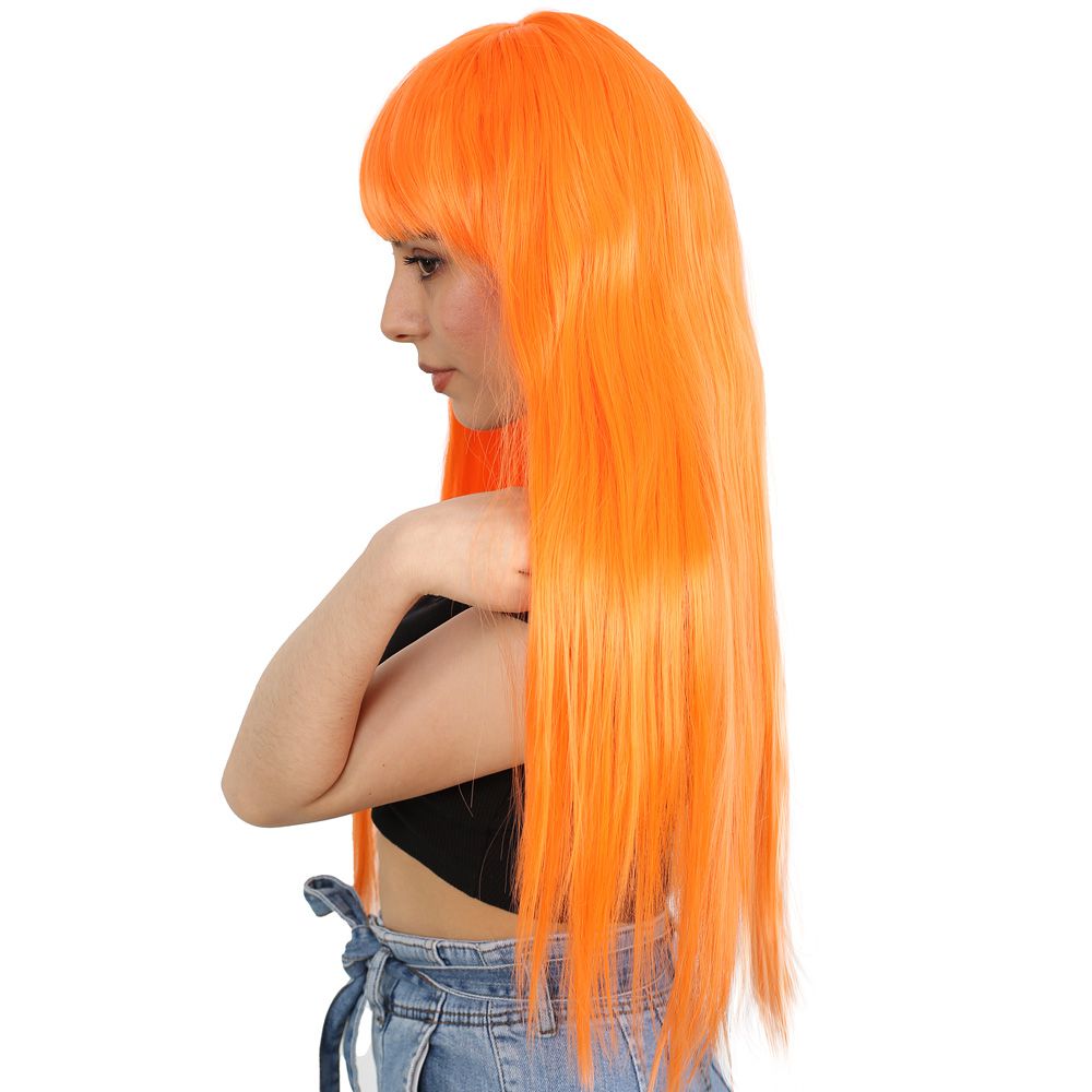 Kanekalon Fiber Synthetic Wig with Long Bangs / Orange