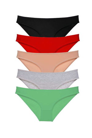 5pcs Super Eco Set Lycra Women Slip Panties Black Red Skin Gray Green