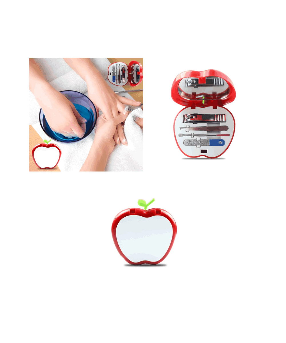 Apple Shaped 4 Piece Manicure Set with Mirror