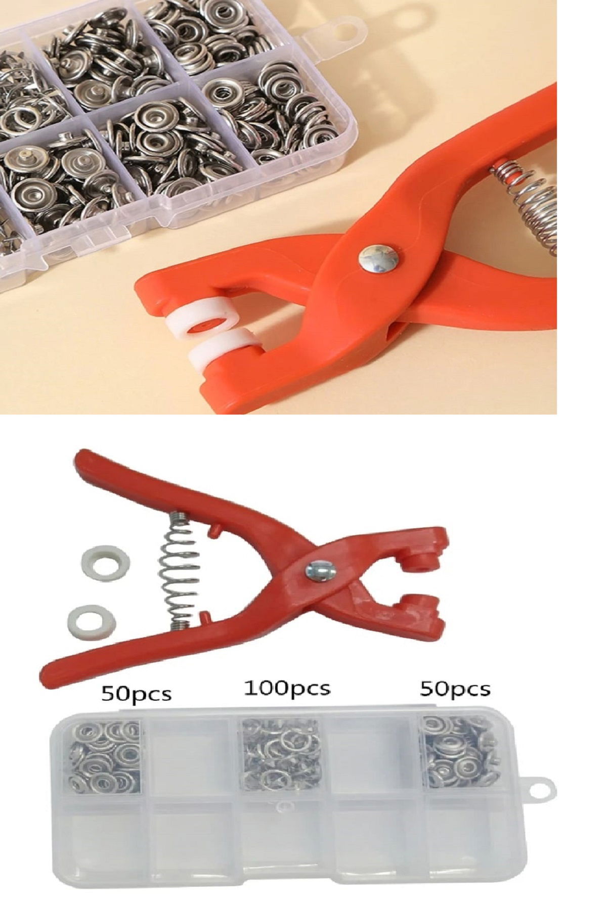 Round Ring Eyelet Pliers 9.5 Mm - Baby Dress Snap Fitting Kit with Storage Box