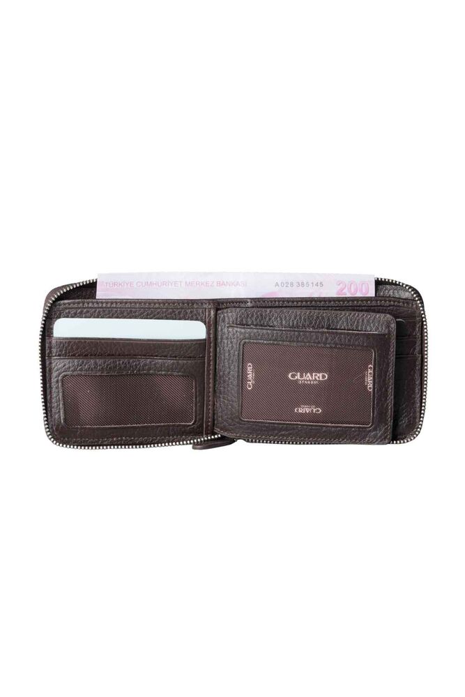 Brown Zippered Horizontal Mini Genuine Leather Wallet