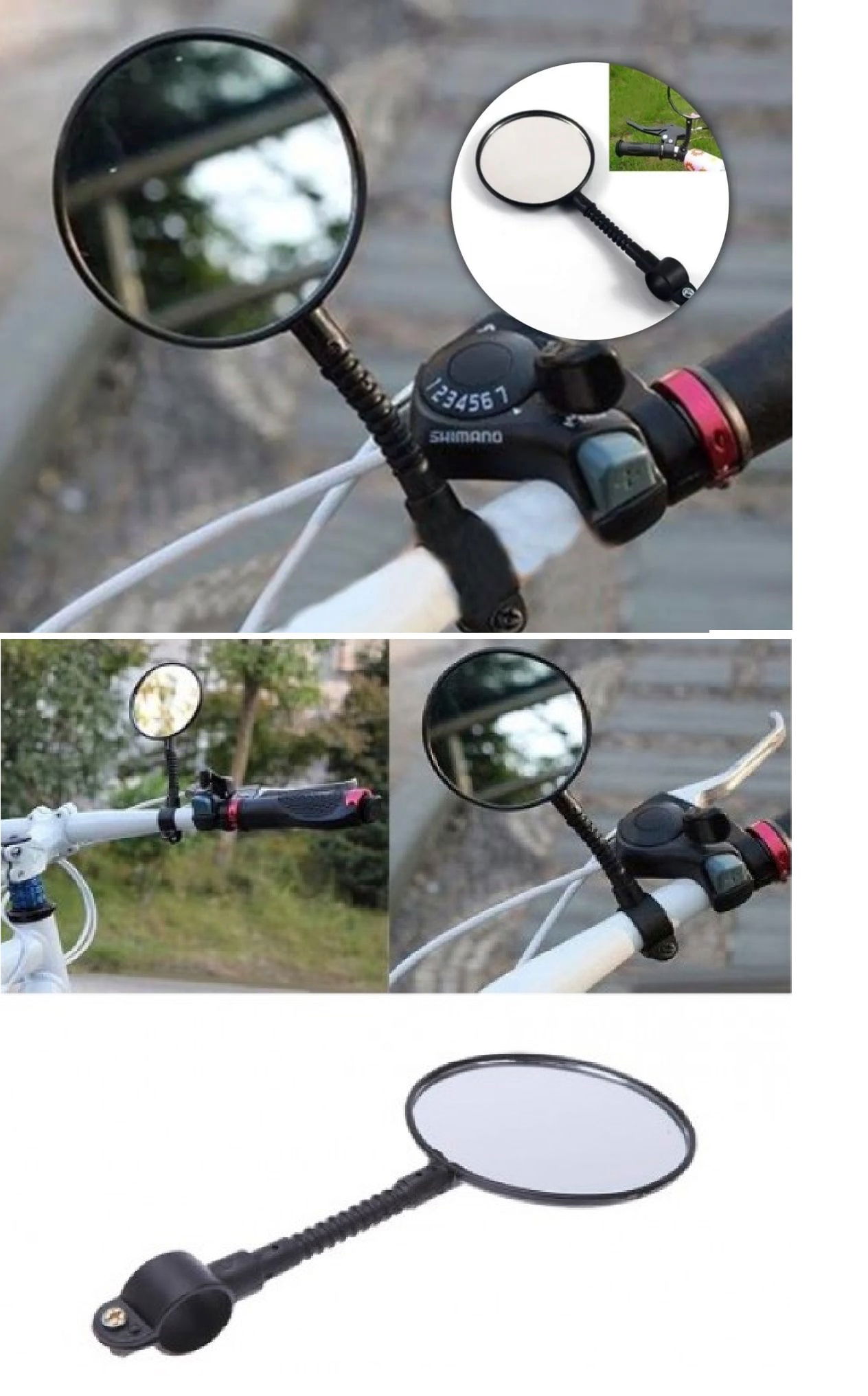 2 Pcs Bicycle Rearview Mirror Handlebar Fixed Rear View Mirror