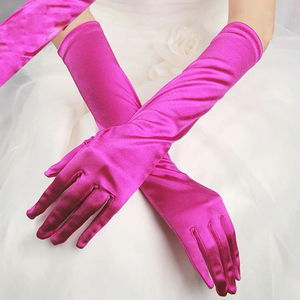 Long Extra Shiny Satin Gloves Fuchsia Color