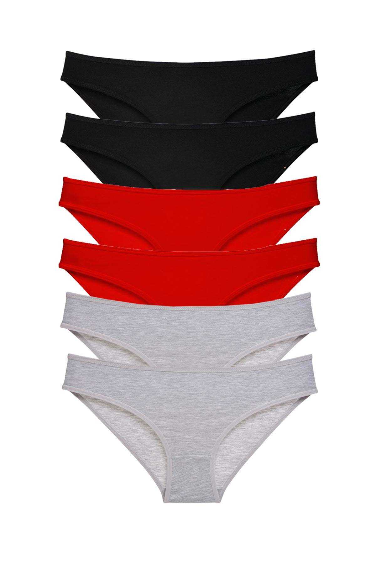 6pcs Super Eco Set Lycra Women Slip Panties Black Red Gray