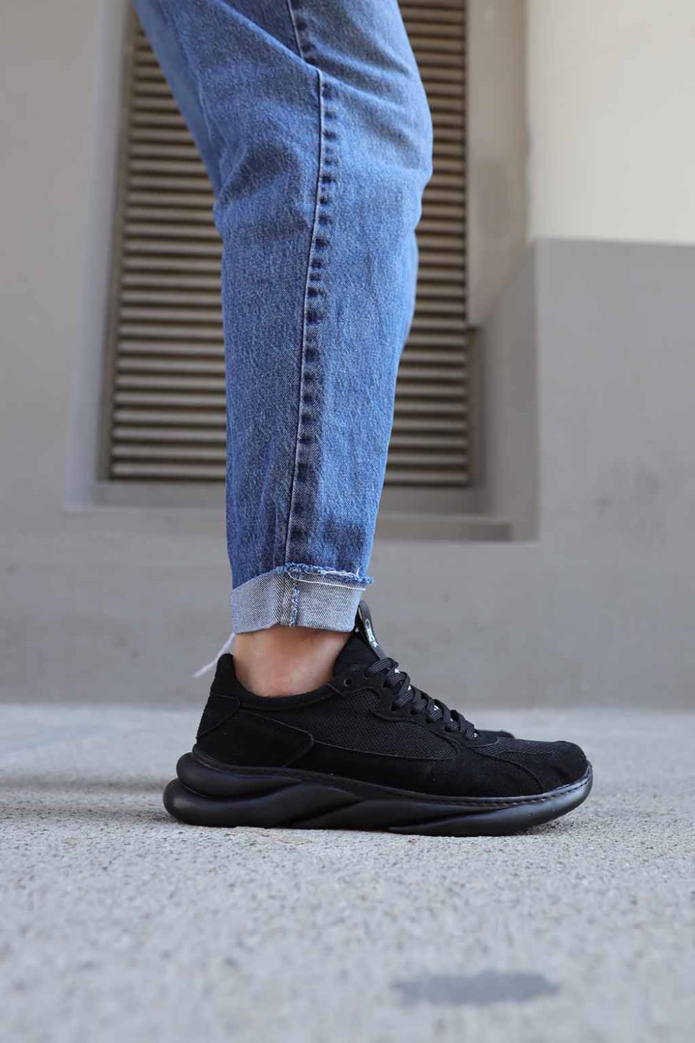 Sneakers Shoes Black Suede (Black Sole)