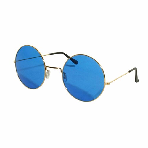 Round Glass John Lennon Style Blue Glasses with Gold Frame