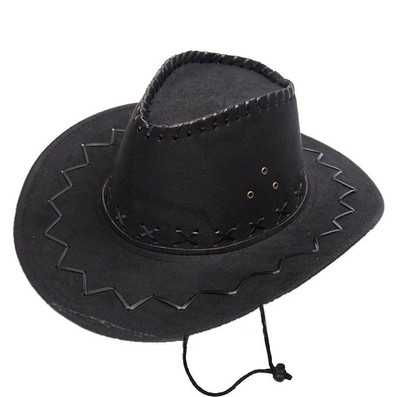 Lace-up Kids Boy Size Nubuck Suede Cowboy Hat Black Color