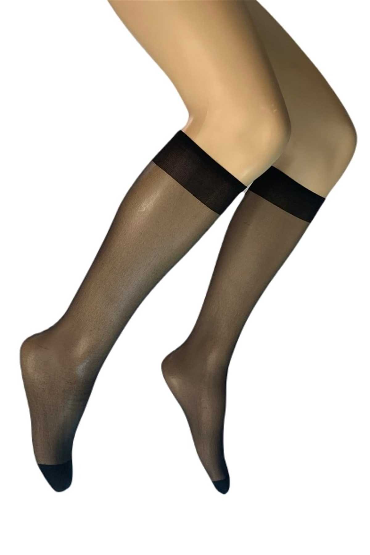 6 Pcs Shiny Knee High Women Socks 15 Denier Black 500