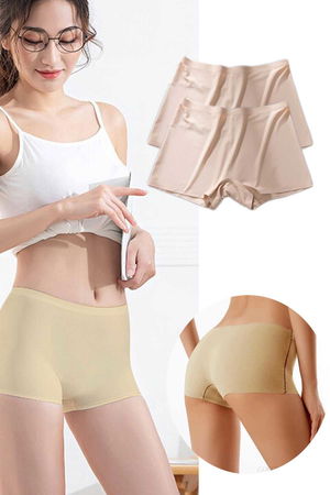 2 Pcs Women Seamless Invisible Invisible No Trace Mini Shorts Boxer Skin