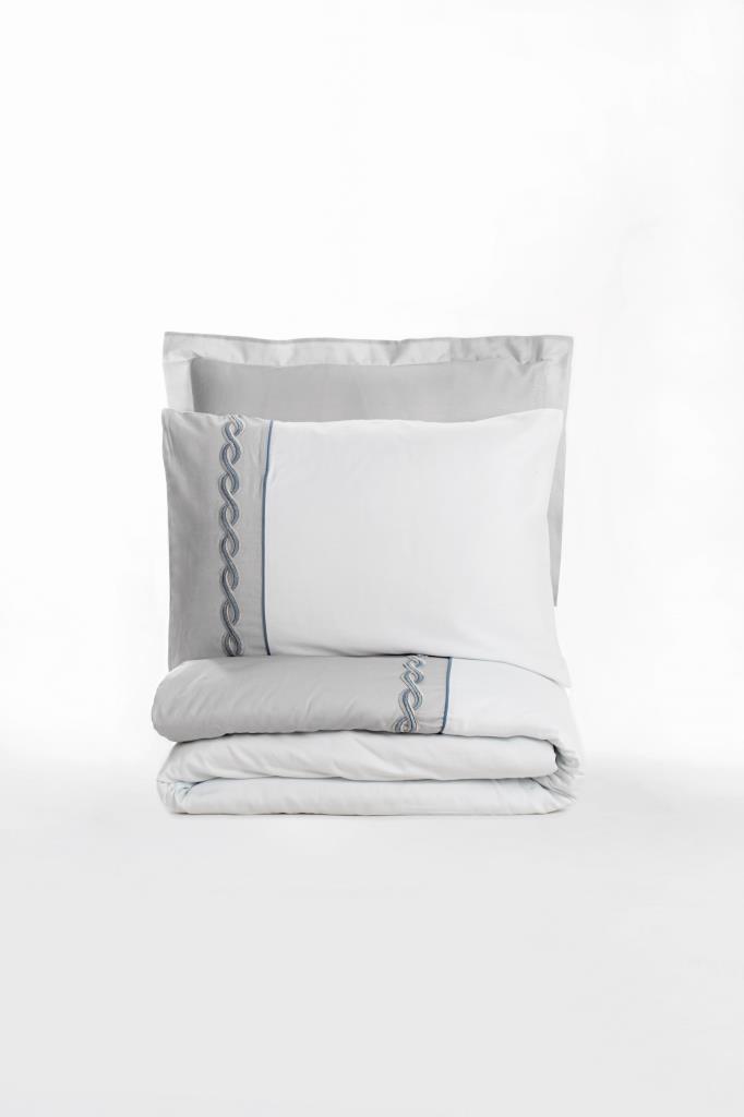 Embroidered Double Sateen Duvet Cover Fedor Gray