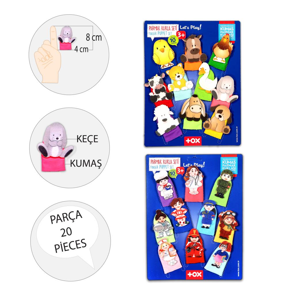 2 Sets - 20 Pieces Pets and Professions Finger Puppet