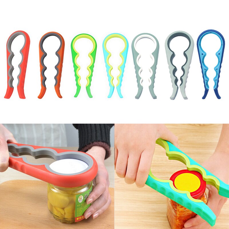 4-Function Plastic-Silicone Bottle Jar Lid Opener