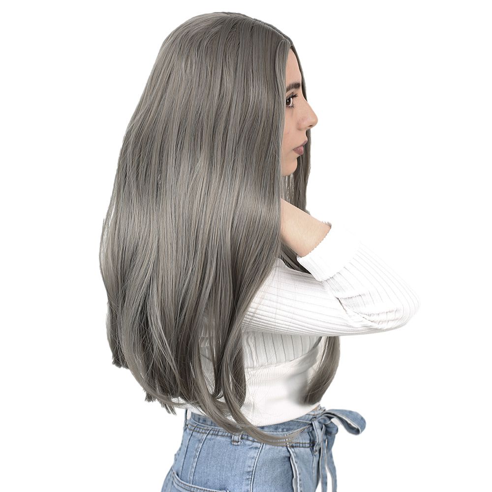 Kanekalon Fiber Synthetic Long Straight Wig / Dark Gray