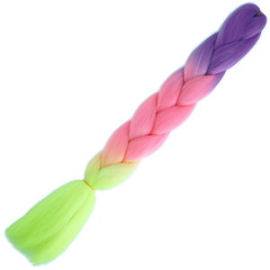 Afro Braiding Color Transition Synthetic Hair 100 Gr. / Purple / Light Pink / Neon Yellow