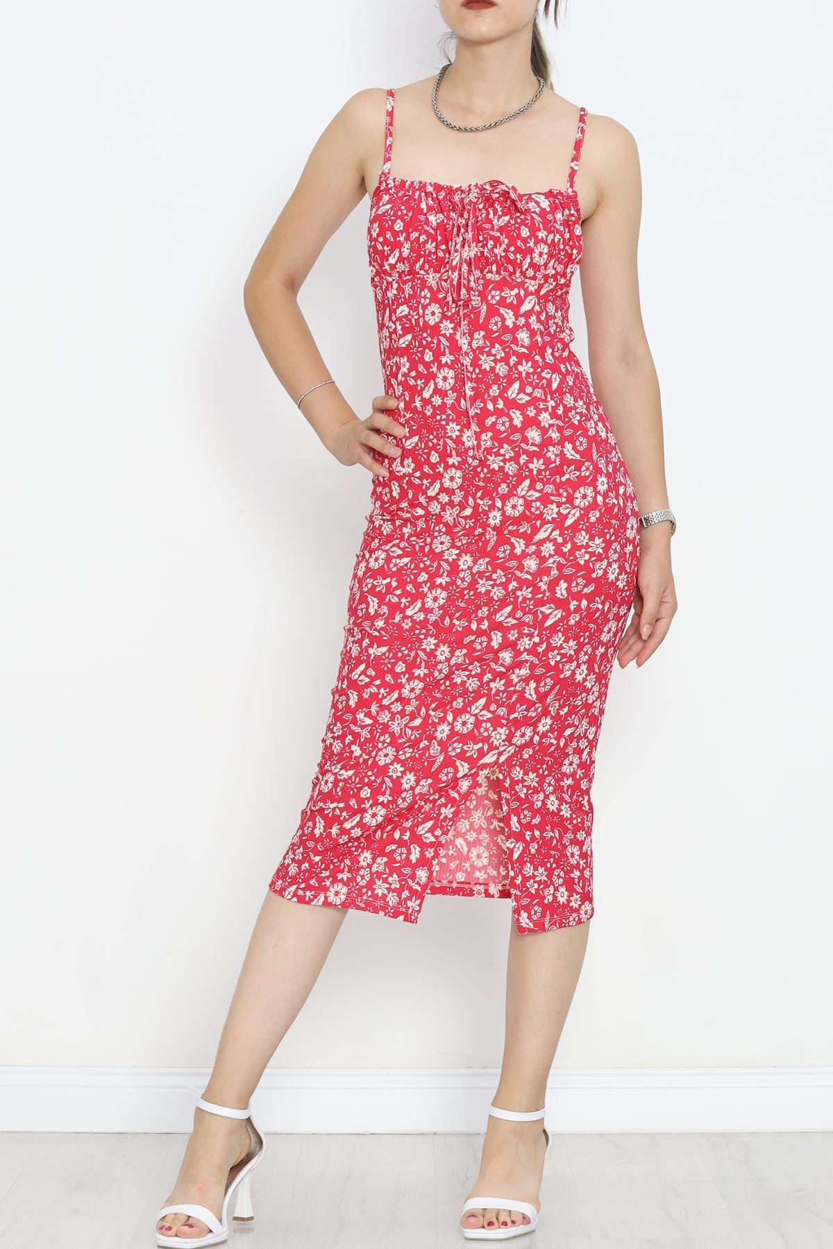 Strappy Patterned Dress Fuchsia Floral