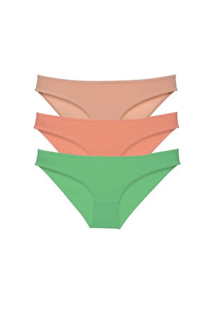 3pcs Super Eco Set Lycra Women Slip Panties Skin Powder Green