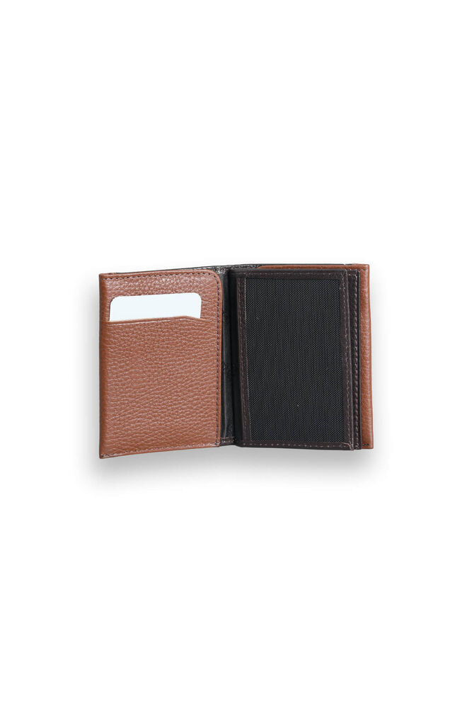 Brown - Tan Genuine Leather Card Holder with Dual Color Compartments