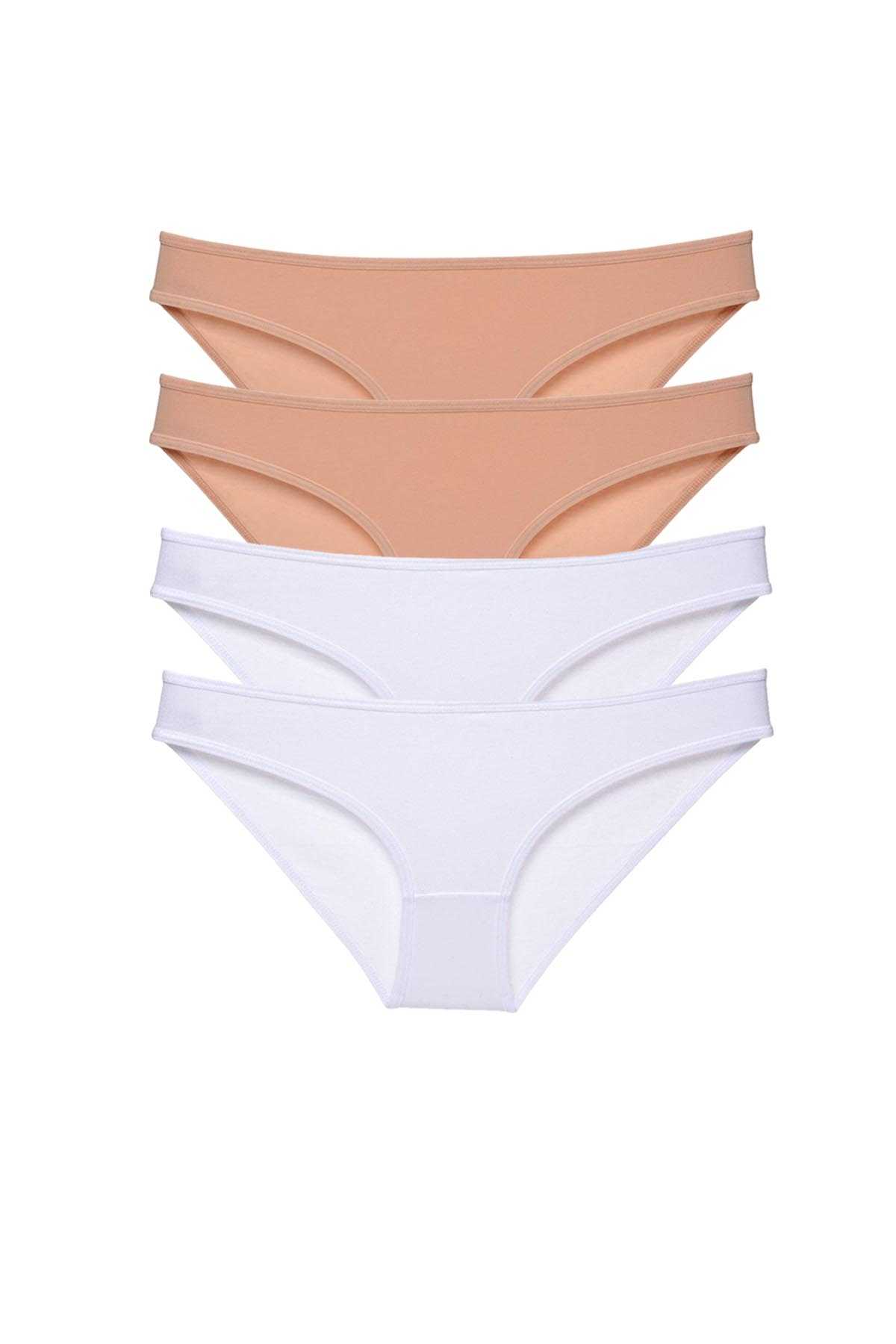 4pcs Super Eco Set Lycra Women Slip Panties Skin White