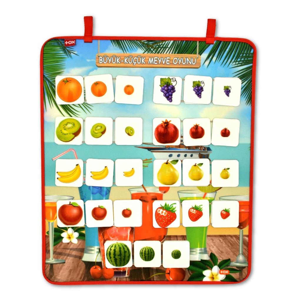 Big - Small Fruit Game Felt Velcro Wall Board , Educational Toy