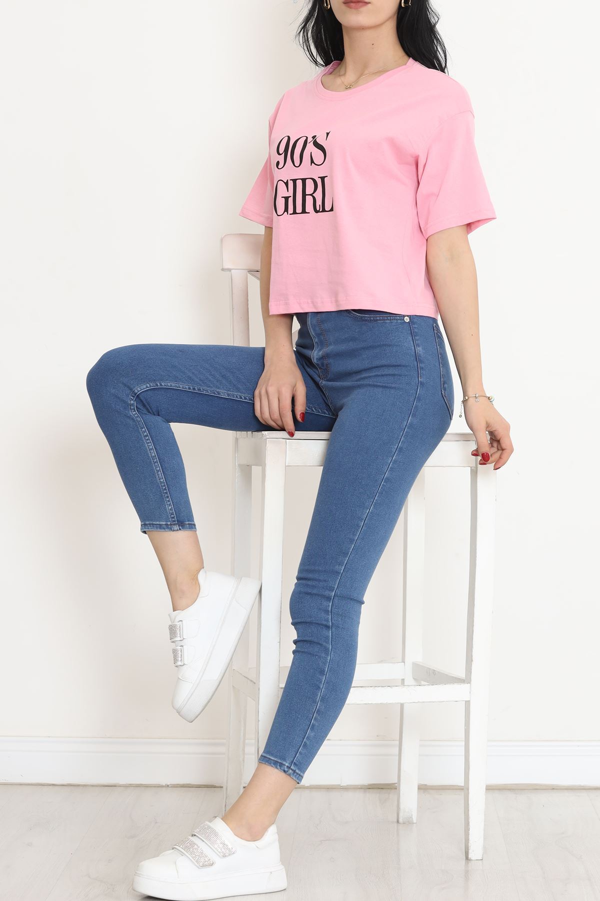 Printed Crop T-shirt Pink