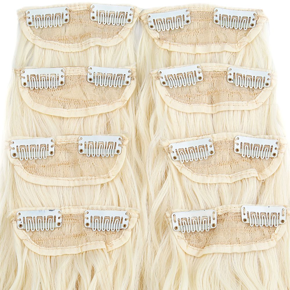 Kanekalon Fiber Synthetic Embossed Wavy 8 Piece Hair Snaps / Light Platinum