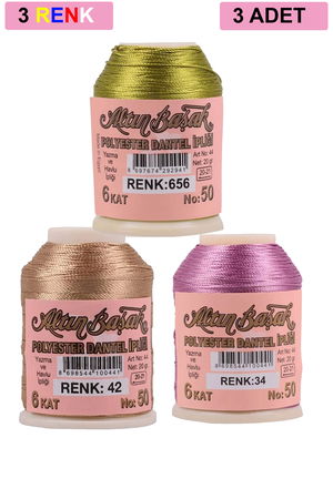 3 Pieces Altinbasak Oya and Lace Floss 20 gr - Turk - No: 042 - 034 - 656