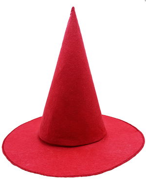 Red Color Felt Witch Hat Adult Child Compatible 35X38 cm